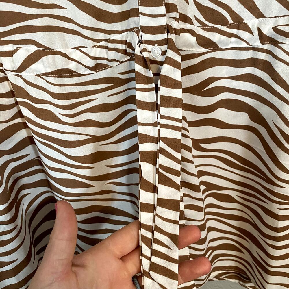 Cato Womens 2XL 18/20 Animal Print White Brown 3/4 Sleeve Shirt Blouse Top - Picture 4 of 8